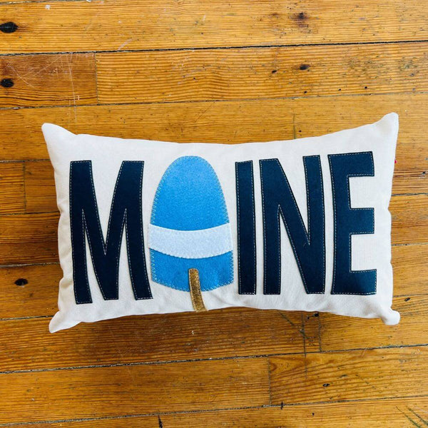Maine Pillow with Buoy, 14 x 21, Handstitched, Heavyweight Cotton Canvas