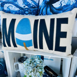 Maine Pillow with Buoy, 14 x 21, Handstitched, Heavyweight Cotton Canvas
