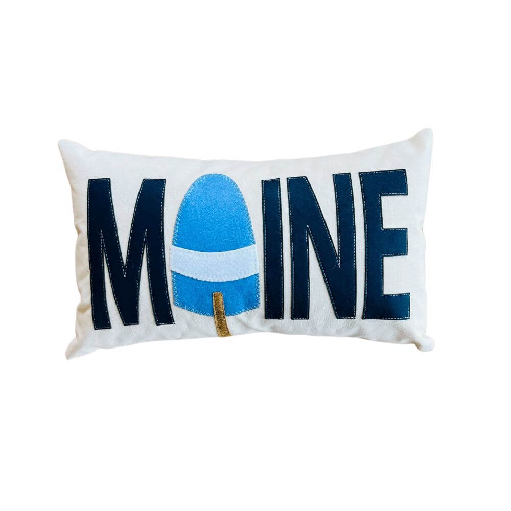 Maine Pillow with Buoy, 14 x 21, Handstitched, Heavyweight Cotton Canvas