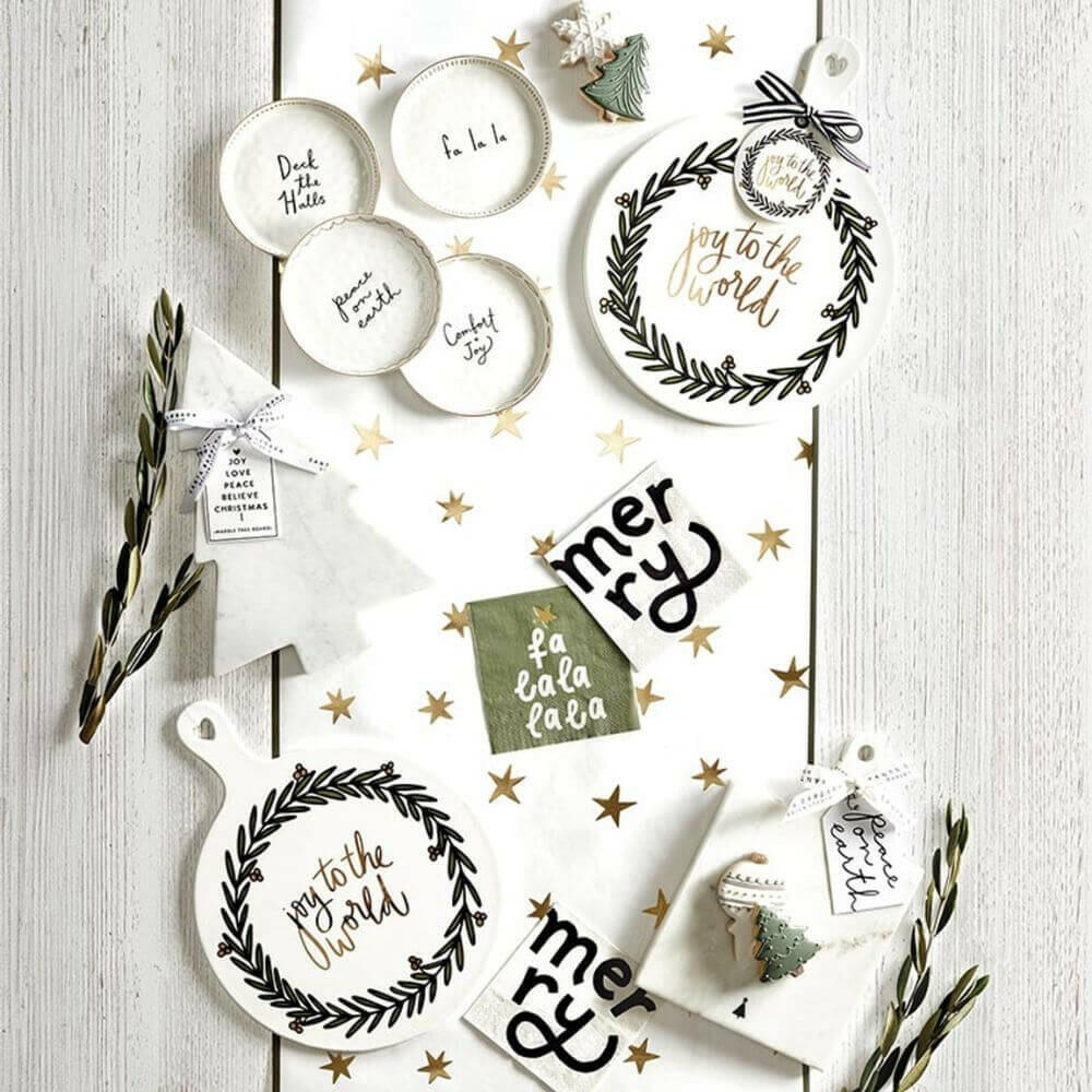 Marble Christmas Tree Board, Joy Love Peace
