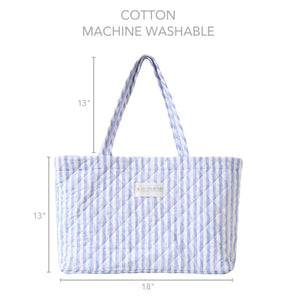 Martha Stripes Tote Bag, 18" x 13" Cotton Quilted Beach Bag