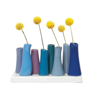 Modern 8 Tube Bud Vase, Pooley Vase Cobalt