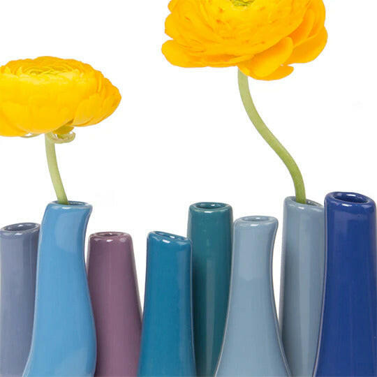 Modern 8 Tube Bud Vase, Pooley Vase Cobalt