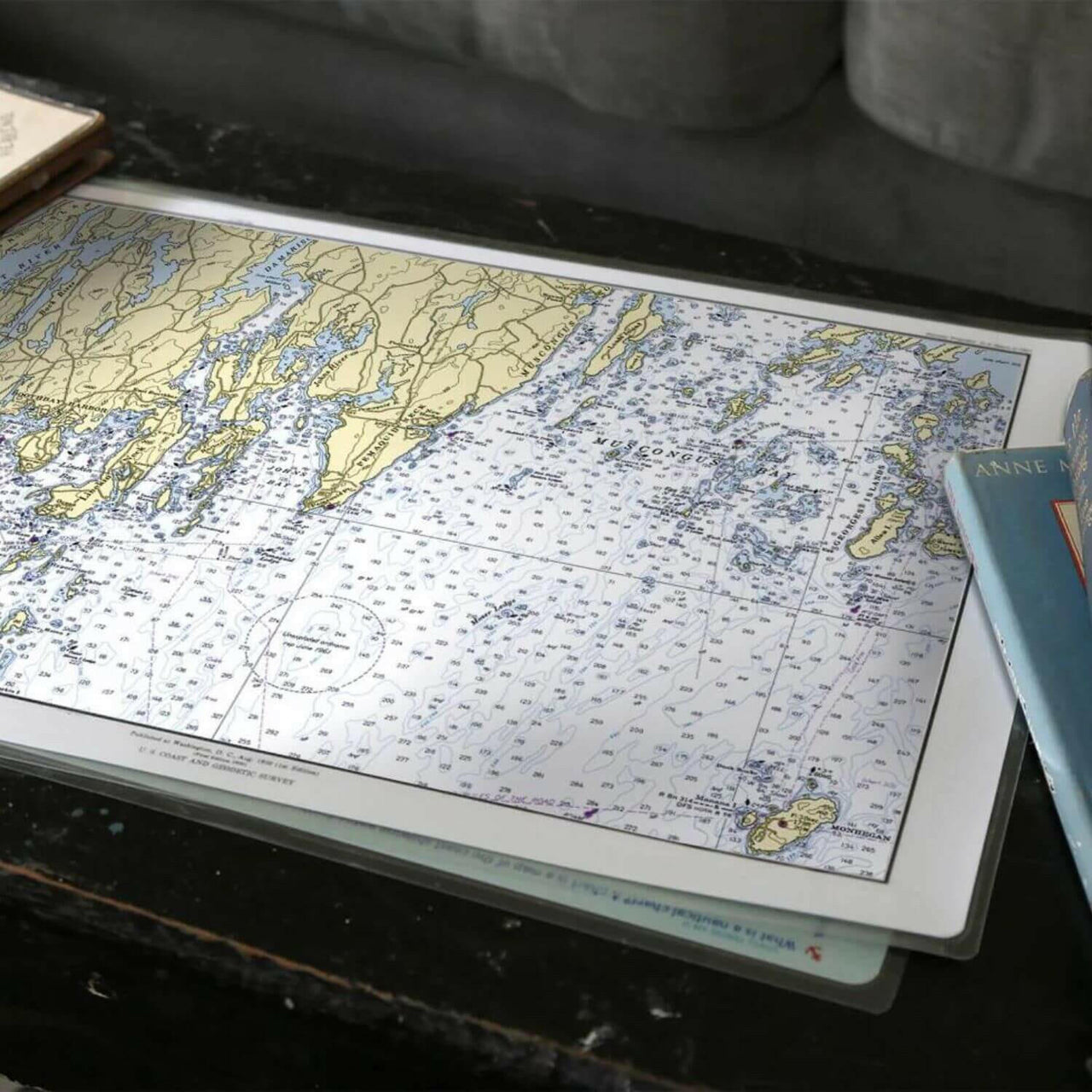 Nautical Chart Placemats, Locations in Maine