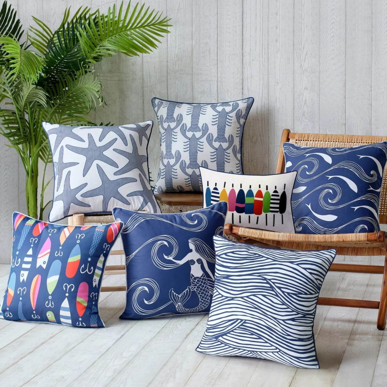 Multi Colored Buoy Printed Pillow, Kate Nelligan Design