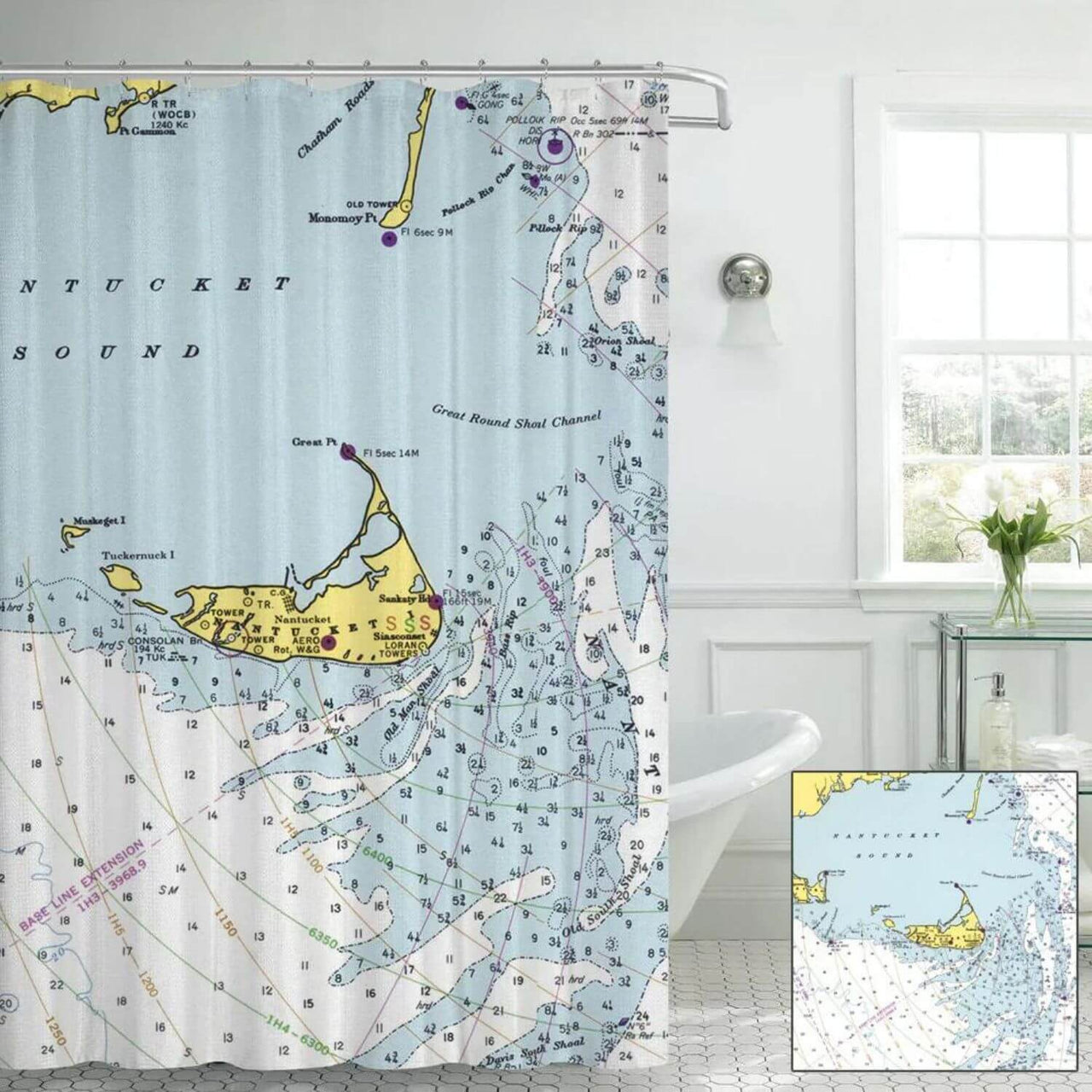Nautical Chart Curtains, Locations in Massachusetts