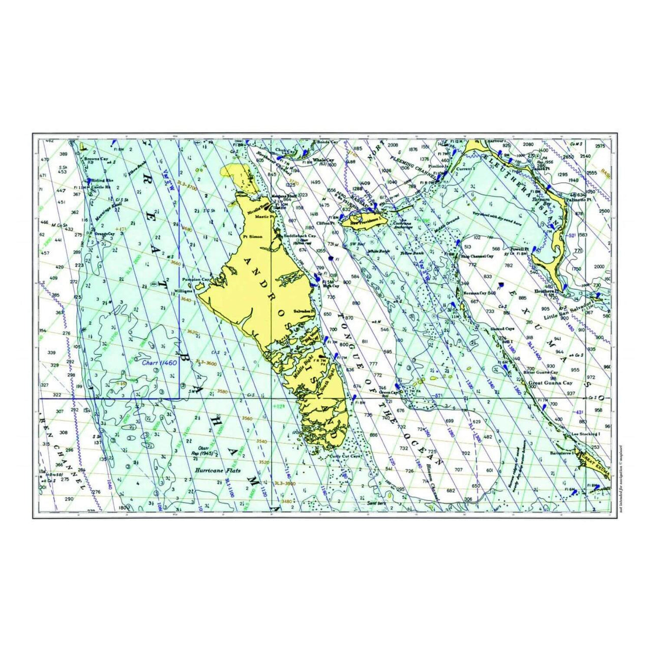 Nautical Chart Placemats, Locations in Bahamas