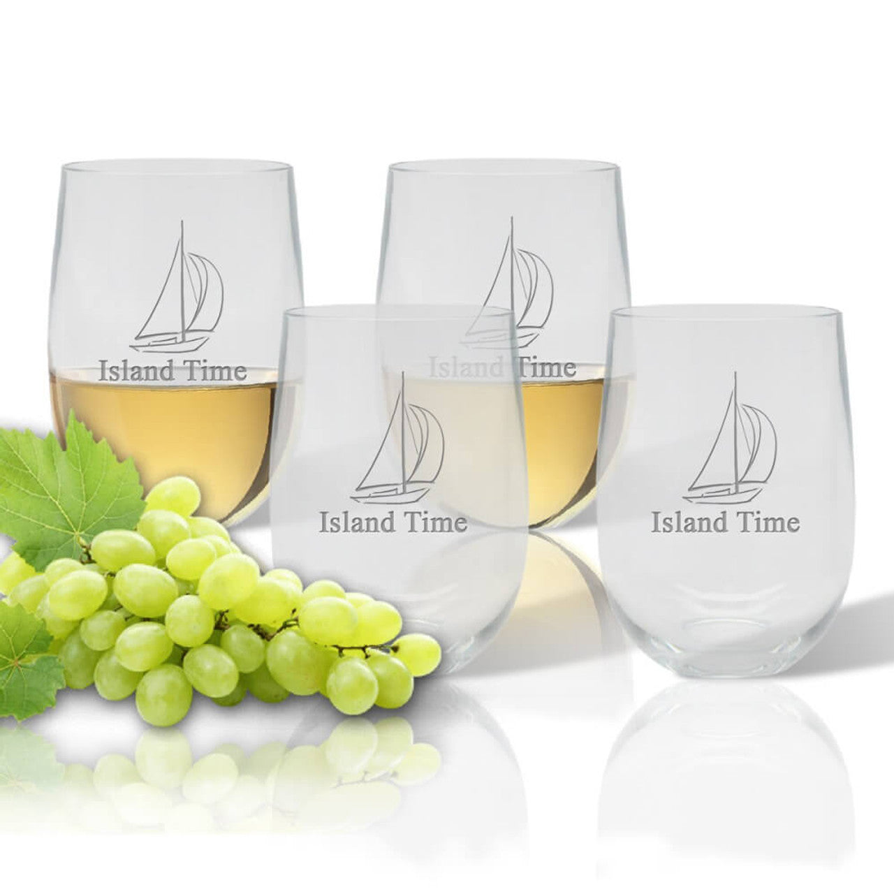 Personalized Stemless Wine Glasses, Choose Your Nautical Design, Unbreakable Acrylic Drinkware Sets New England Trading Co   