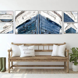 Personalized Boat Diptych On Canvas, 16" x 16"