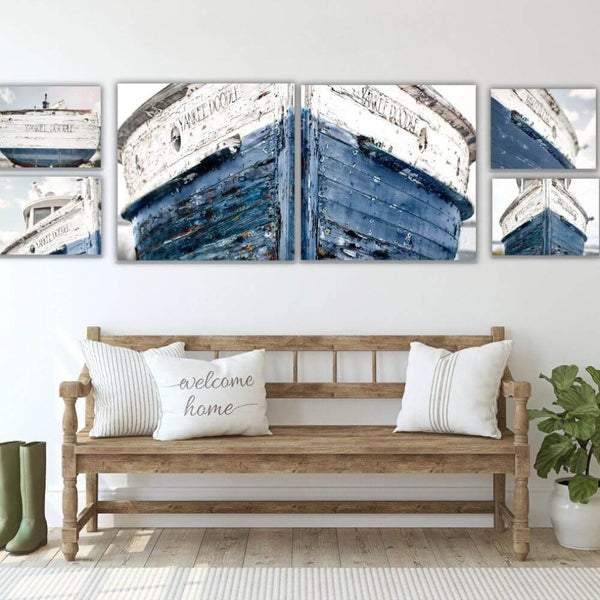 Personalized Boat Diptych On Canvas, 16" x 16"