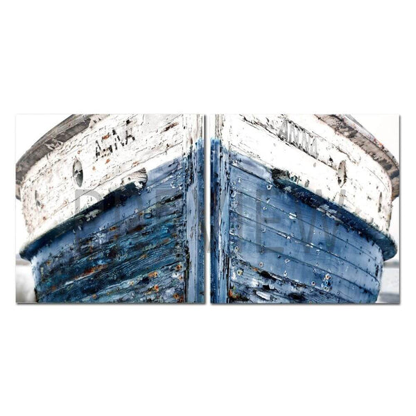 Personalized Boat Diptych On Canvas, 16" x 16"
