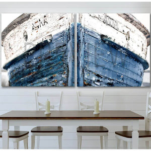 Personalized Boat Diptych On Canvas, 16" x 16"