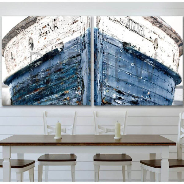 Personalized Boat Diptych On Canvas, 16" x 16"