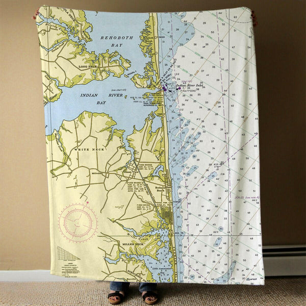 Nautical Chart Blankets, Locations in Delaware, Bethany Beach