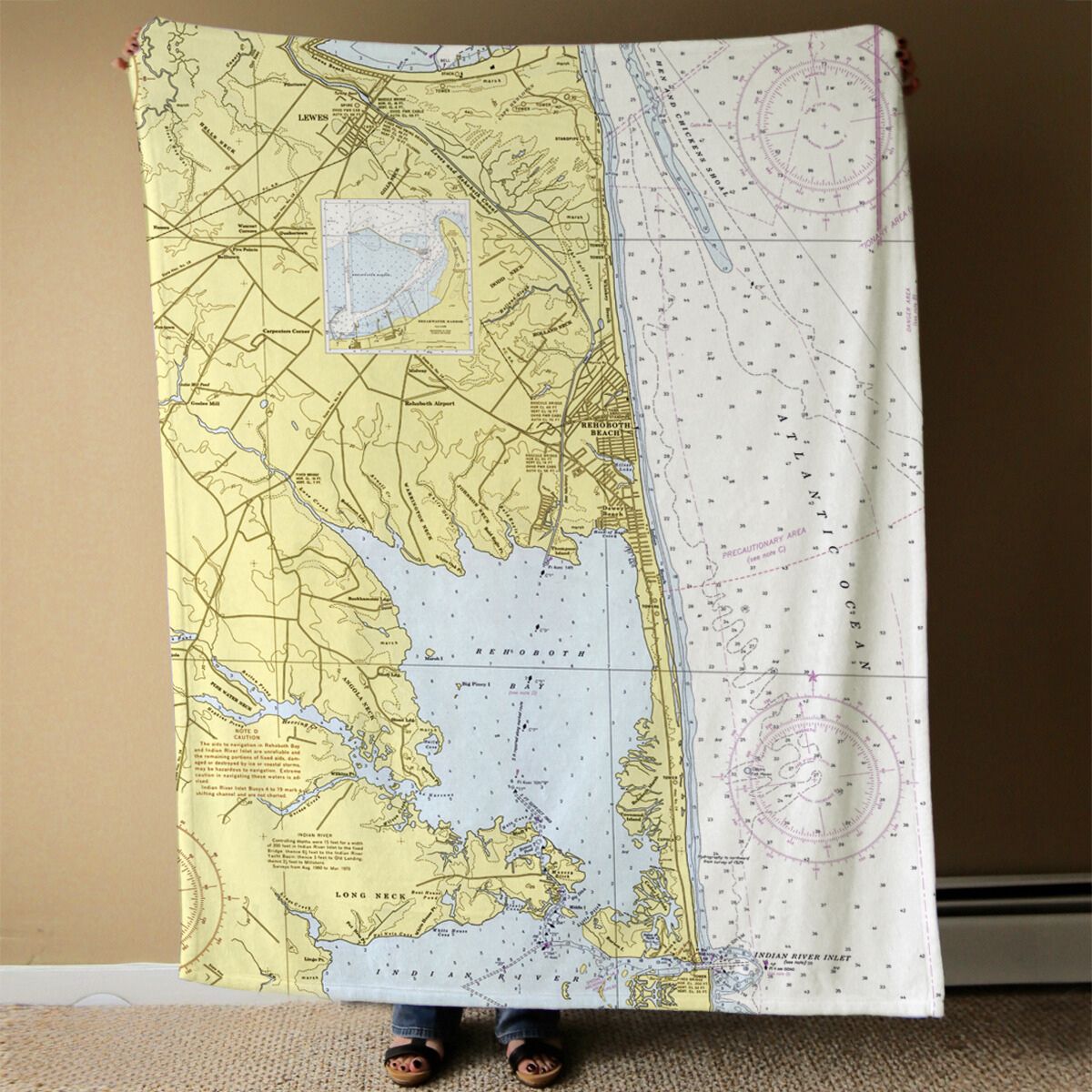 Nautical Chart Blankets, Locations in Delaware, Rehoboth Beach