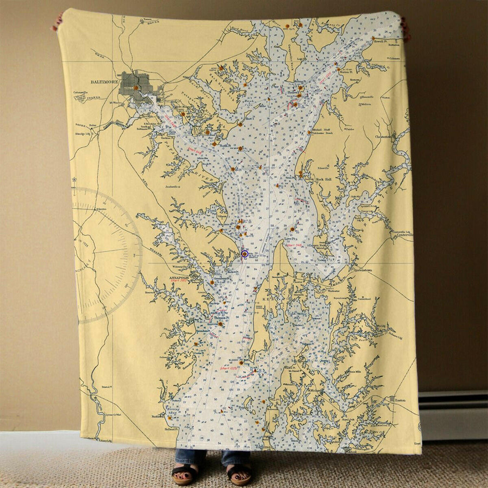 Nautical Chart Blanket, Locations in Maryland