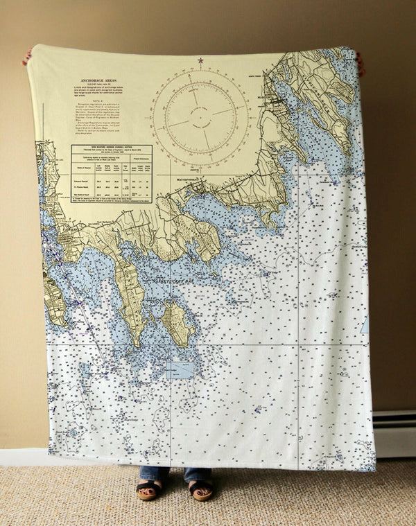 Nautical Chart Blanket, Locations in Massachusetts