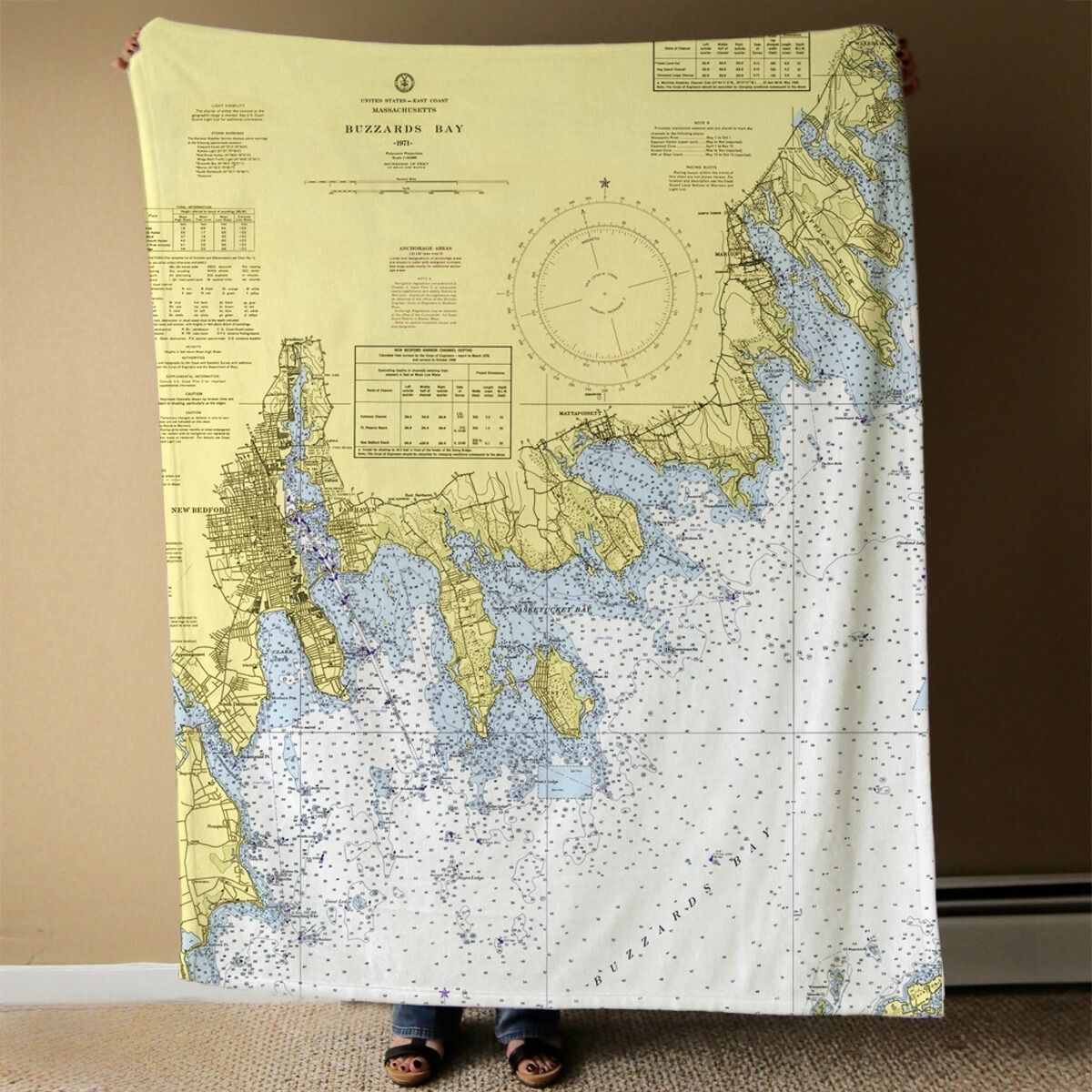 Nautical Chart Blanket, Locations in Massachusetts
