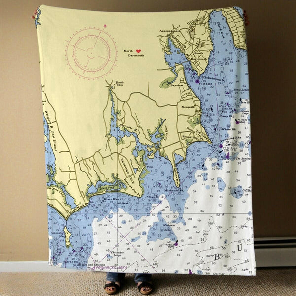Nautical Chart Blanket, Locations in Massachusetts