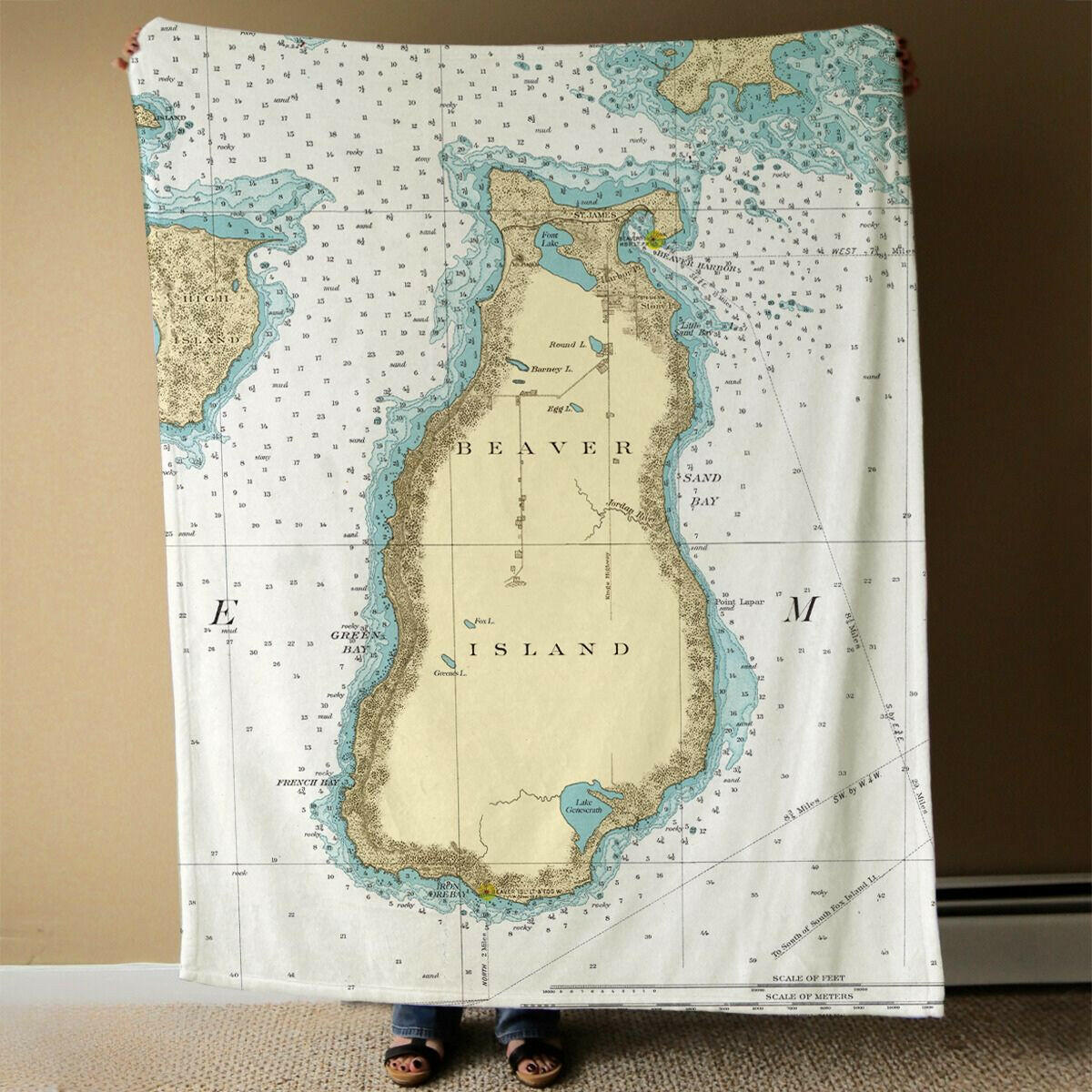 Nautical Chart Blanket, Locations in Michigan