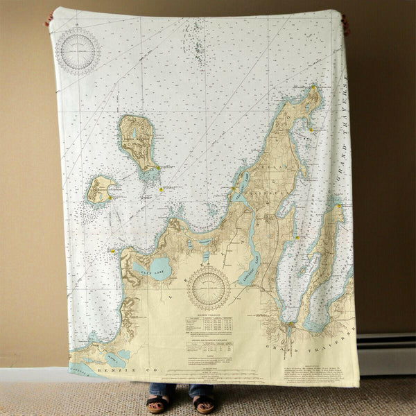 Nautical Chart Blanket, Locations in Michigan