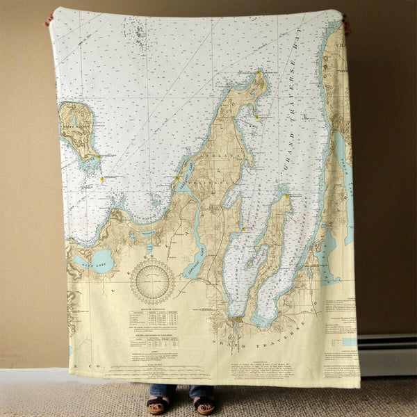 Nautical Chart Blanket, Locations in Michigan