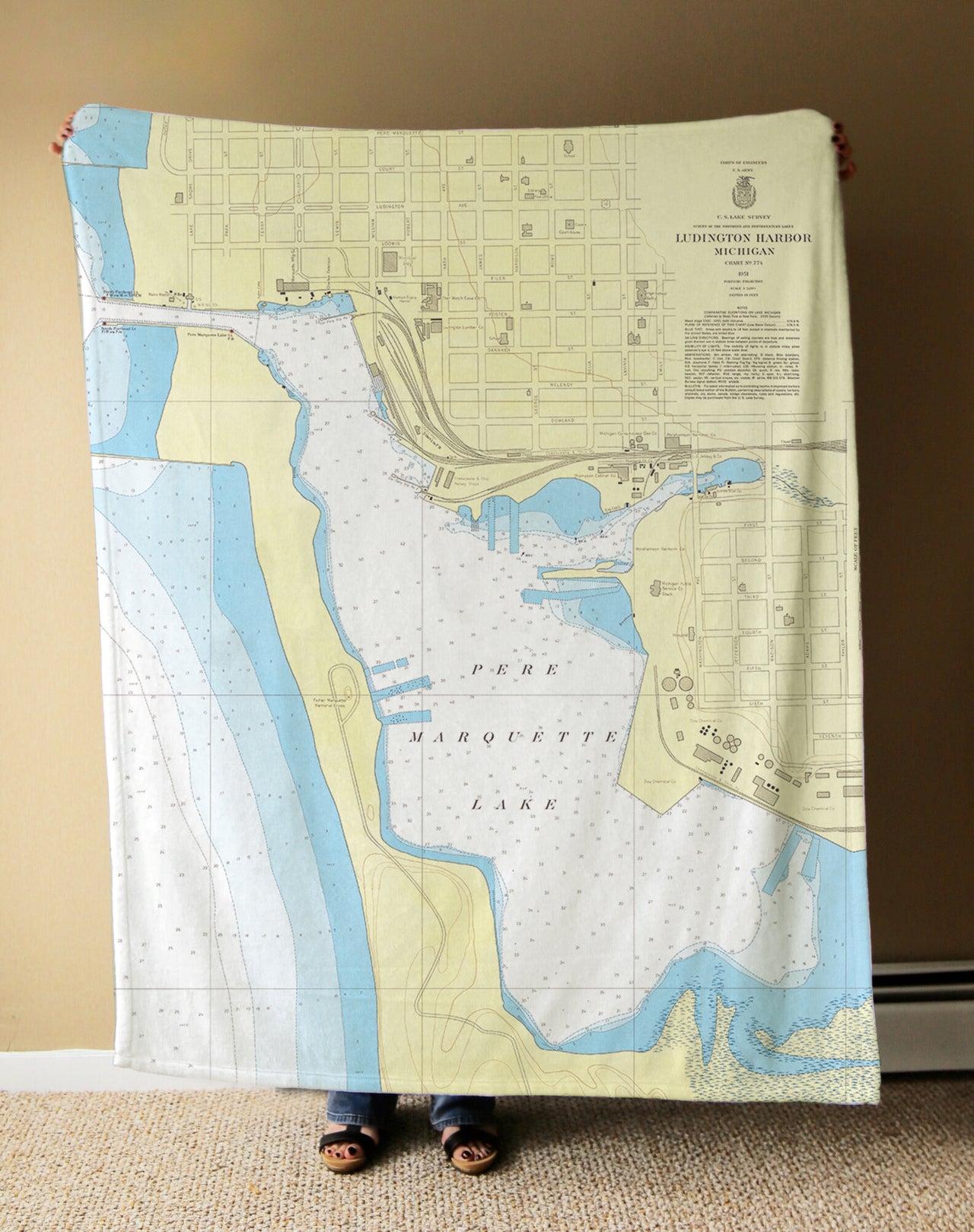 Nautical Chart Blanket, Locations in Michigan