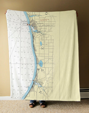 Nautical Chart Blanket, Locations in Michigan
