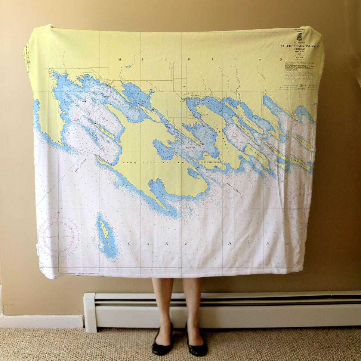 Nautical Chart Blanket, Locations in Michigan