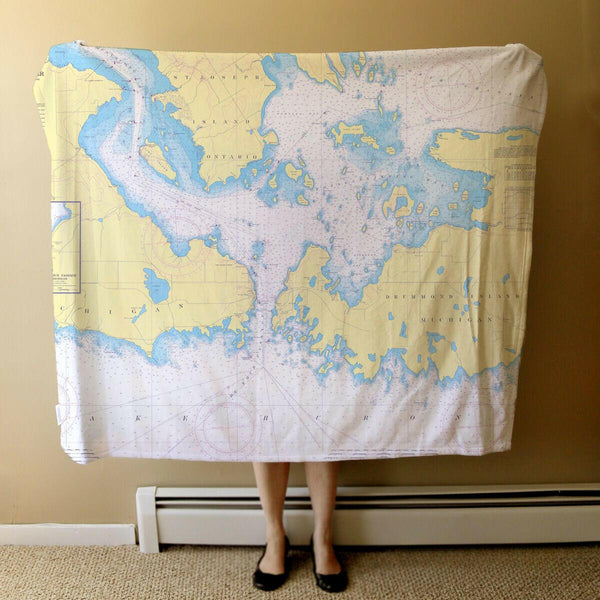 Nautical Chart Blanket, Locations in Michigan