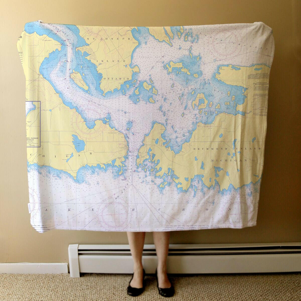 Nautical Chart Blanket, Locations in Michigan