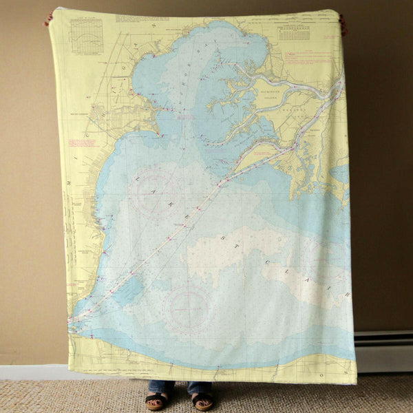 Nautical Chart Blanket, Locations in Michigan