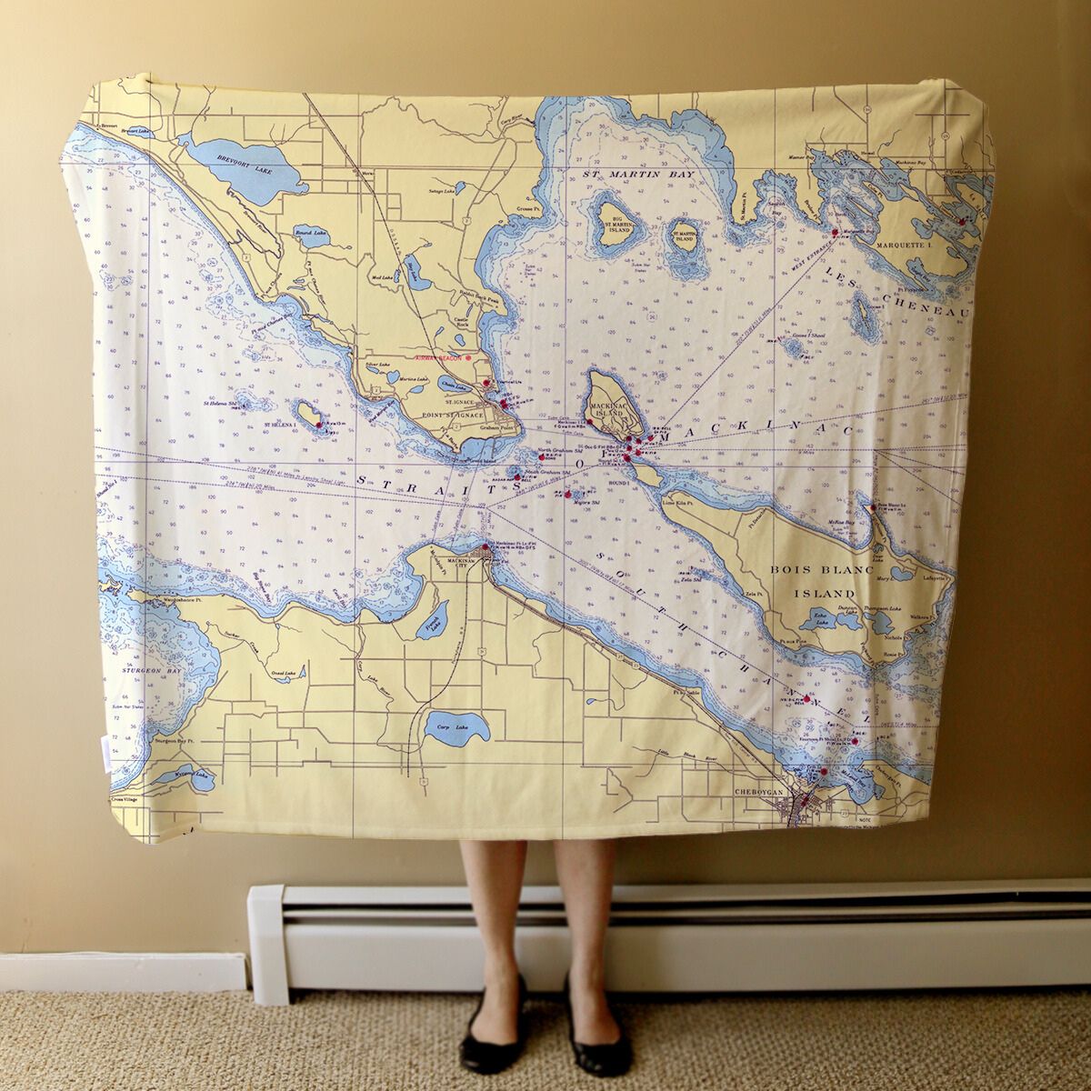 Nautical Chart Blanket, Locations in Michigan