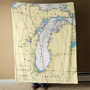 Nautical Chart Blanket, Locations in Michigan