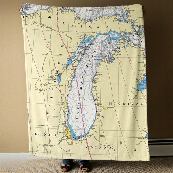 Nautical Chart Blanket, Locations in Michigan