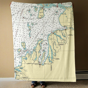 Nautical Chart Blanket, Locations in Michigan