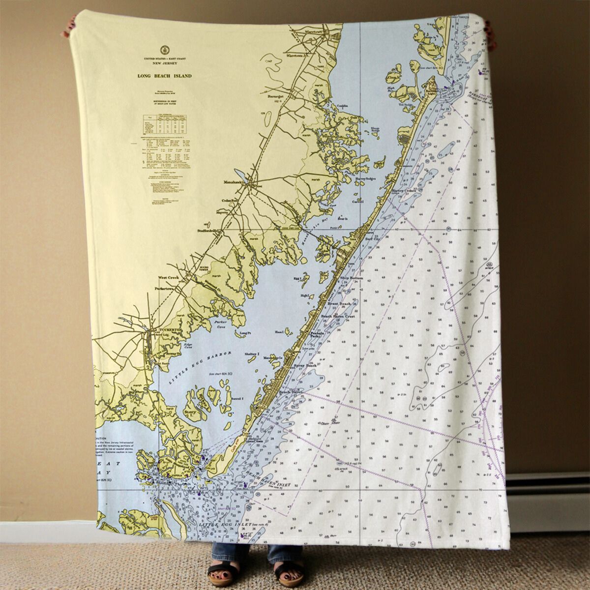 Nautical Chart Blanket, Locations in New Jersey