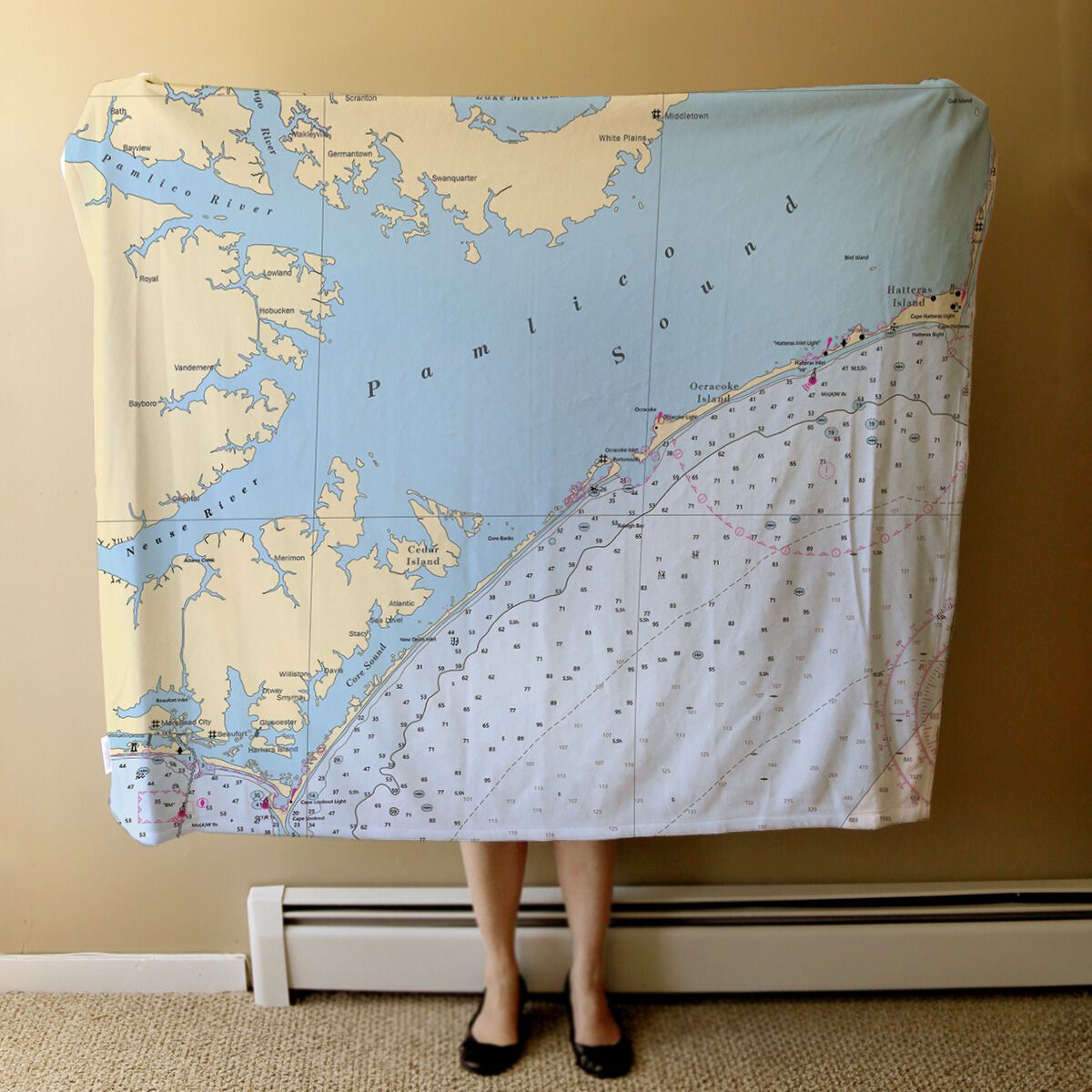 Nautical Chart Blanket, Locations in North Carolina