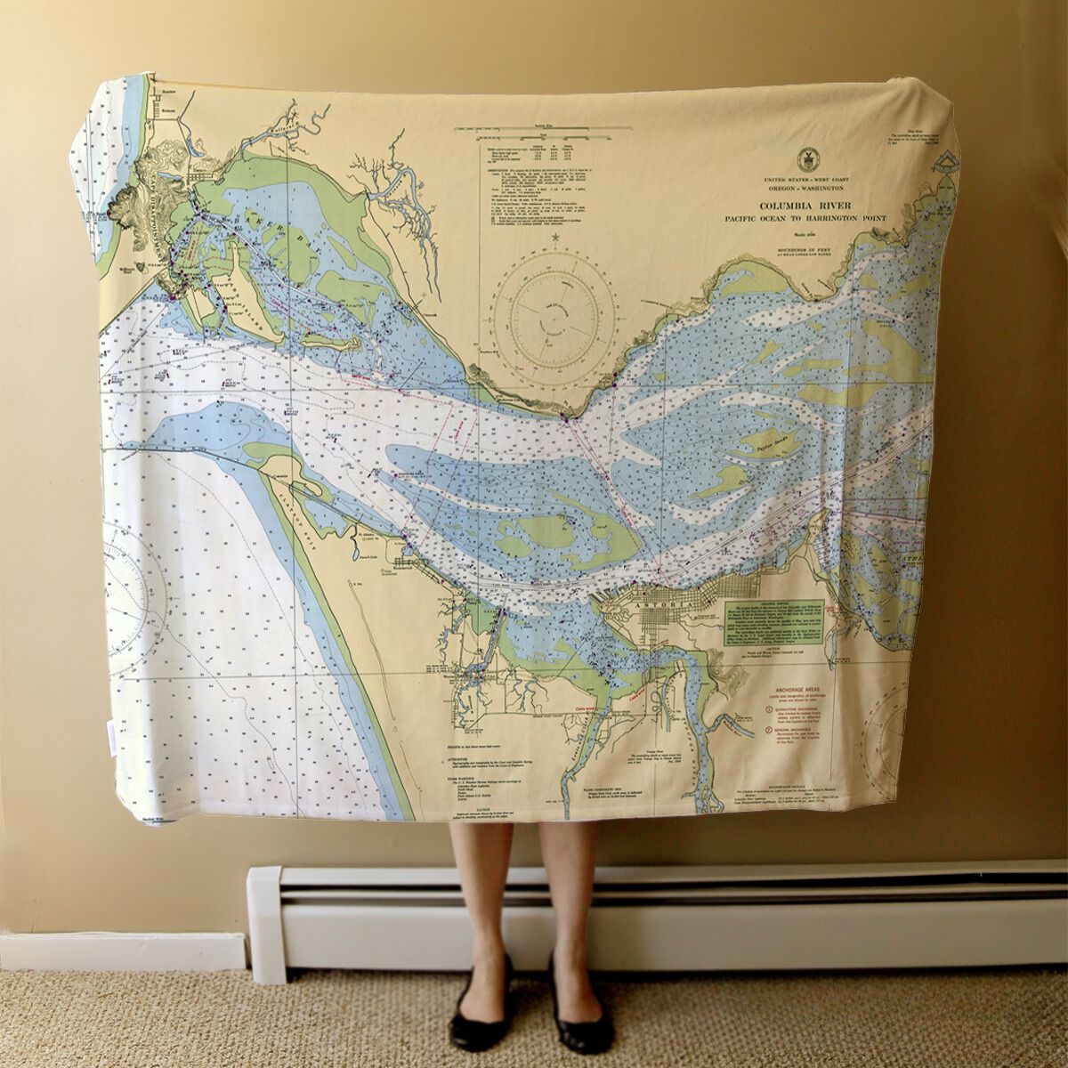 Nautical Chart Blanket, Locations in Oregon
