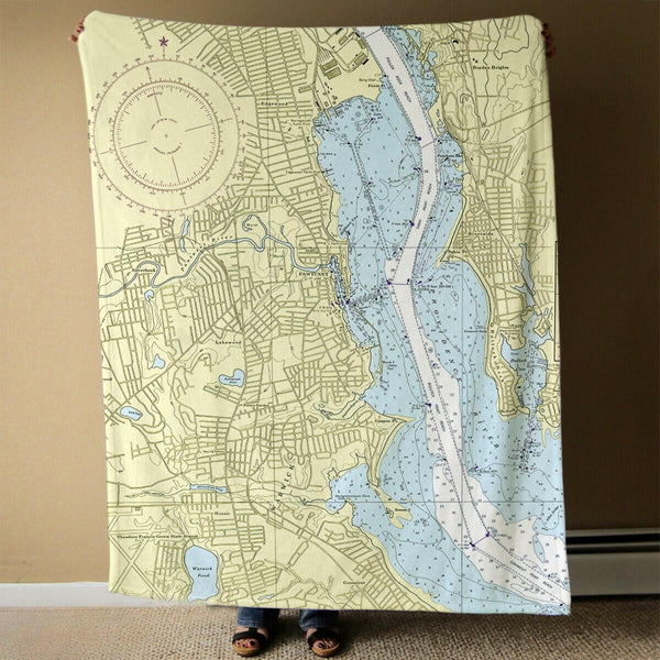 Nautical Chart Blanket, Locations in Rhode Island
