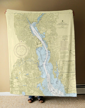 Nautical Chart Blanket, Locations in Rhode Island