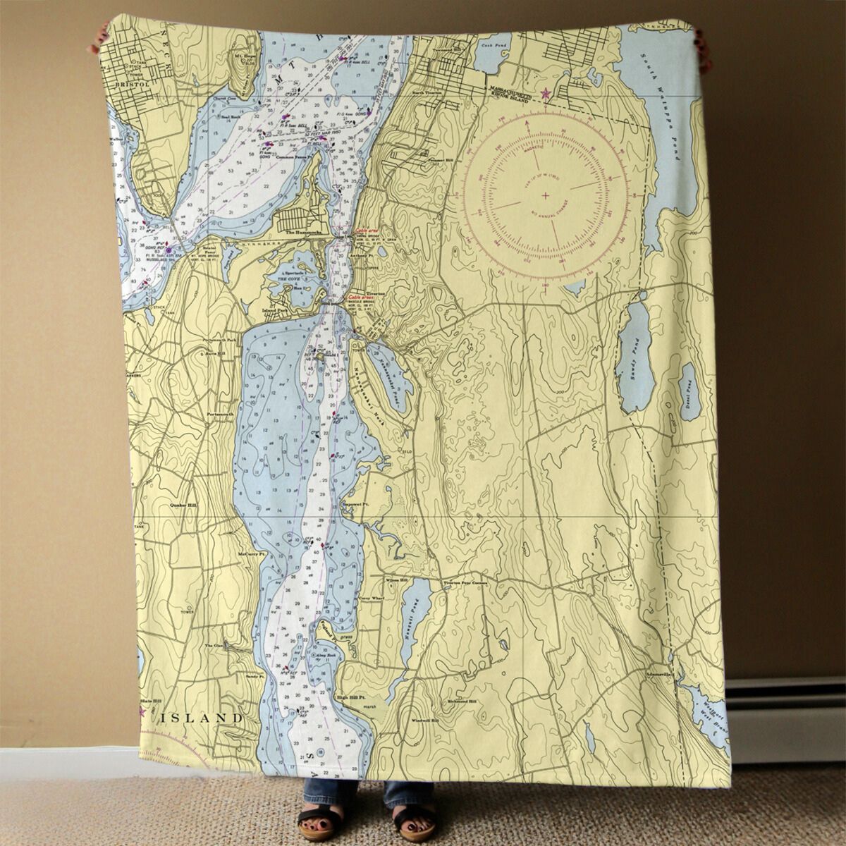 Nautical Chart Blanket, Locations in Rhode Island