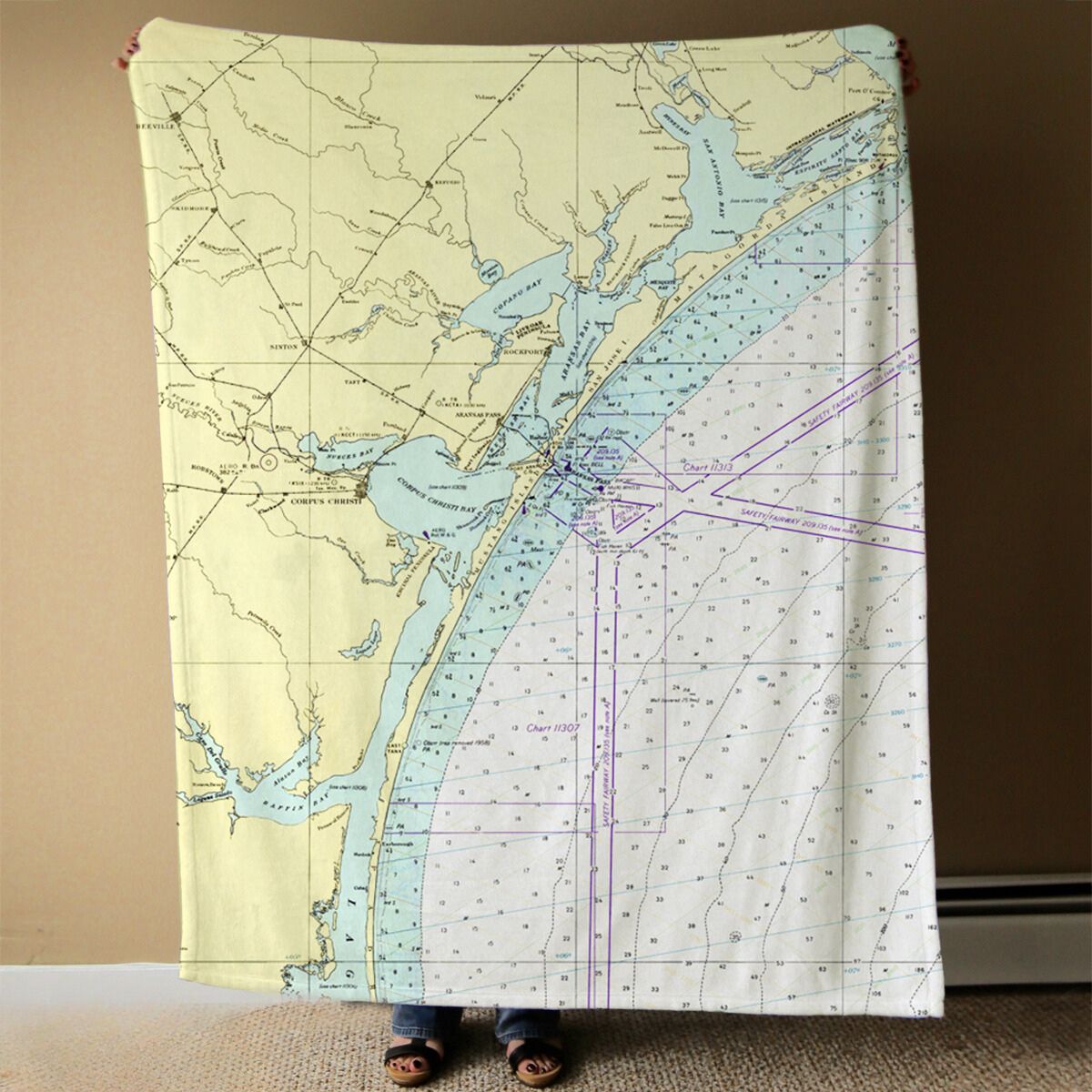Nautical Chart Blanket, Locations in Texas