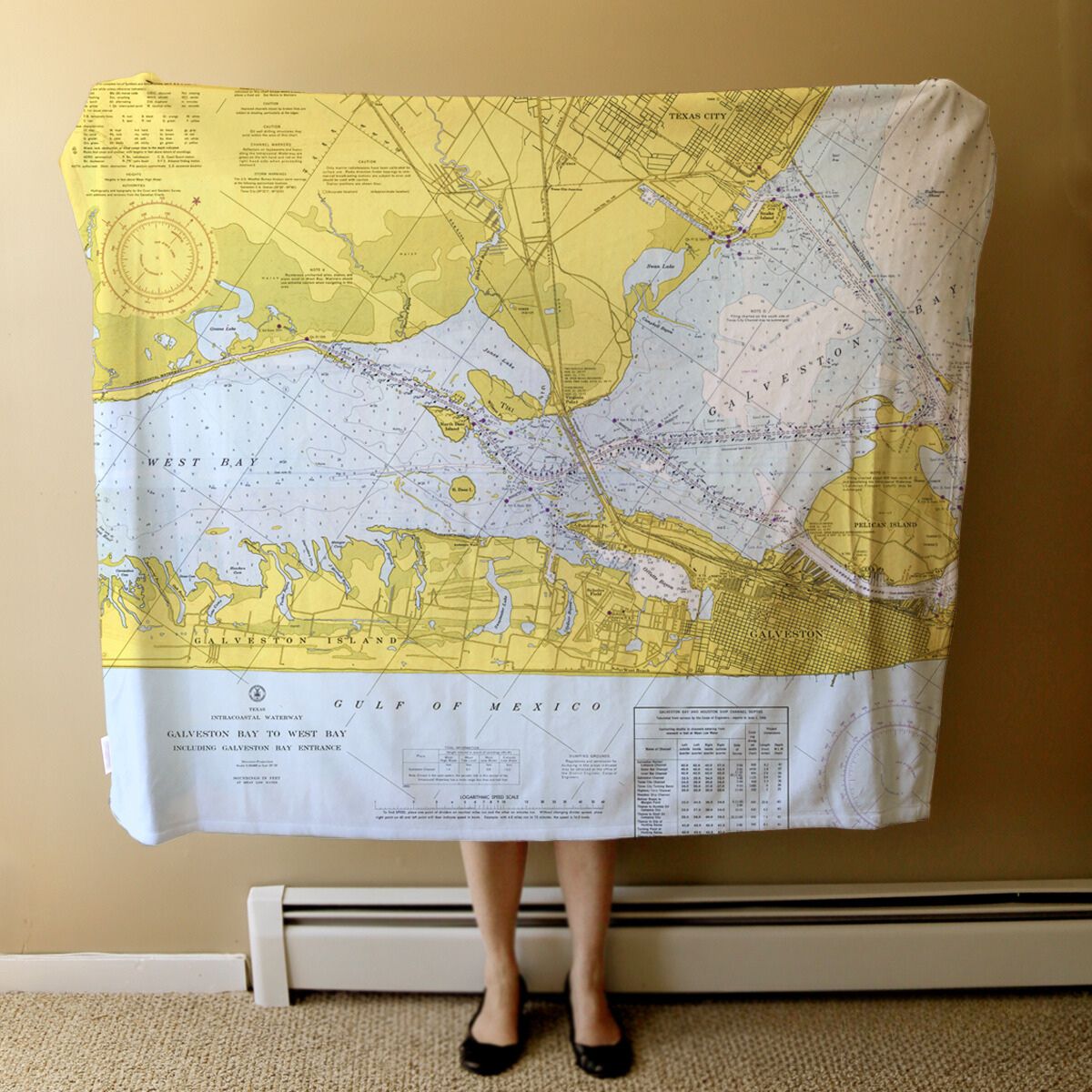 Nautical Chart Blanket, Locations in Texas