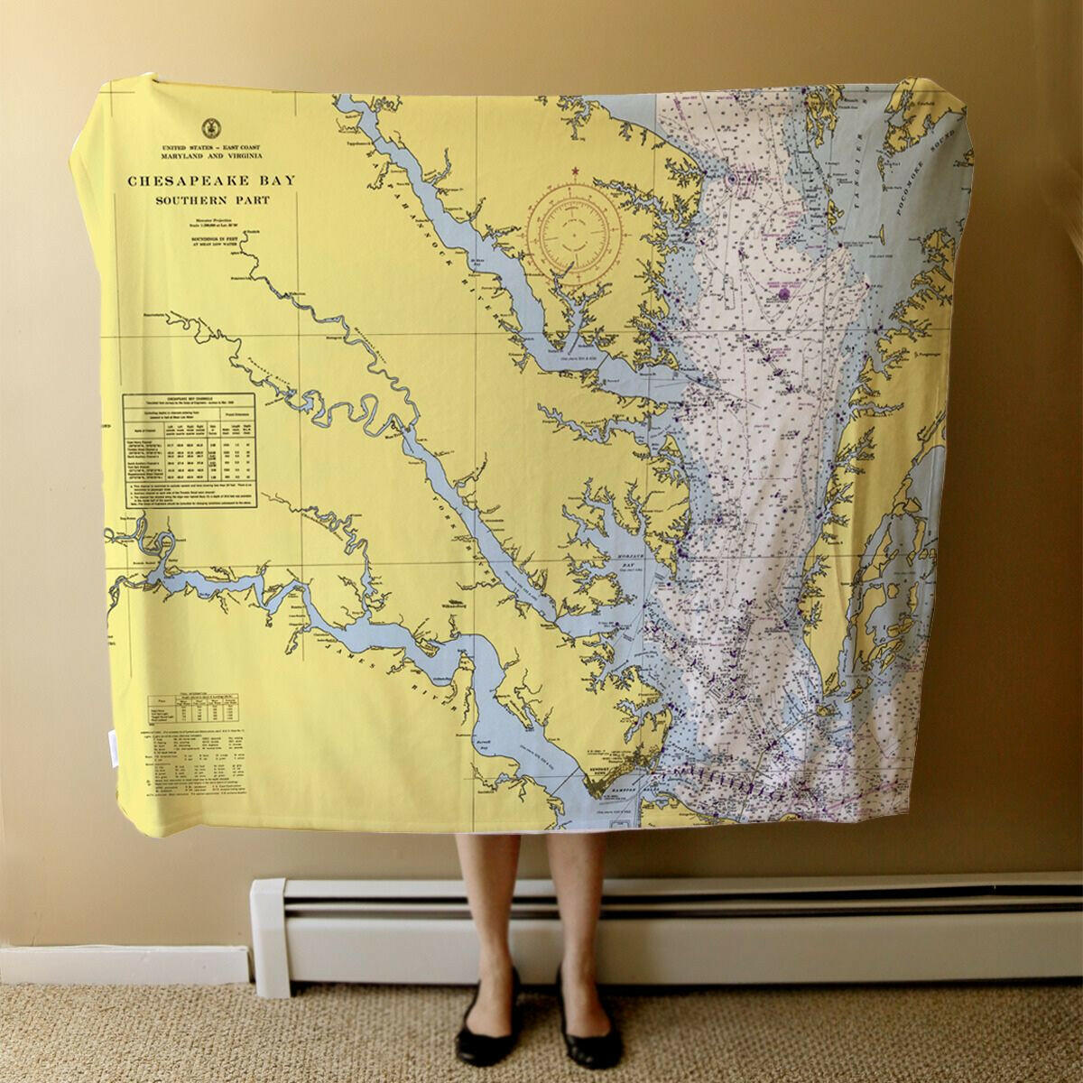 Nautical Chart Blanket, Locations in Virginia