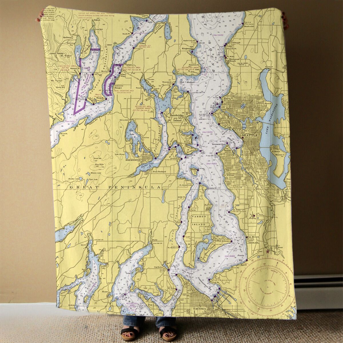 Nautical Chart Blanket, Locations in Washington