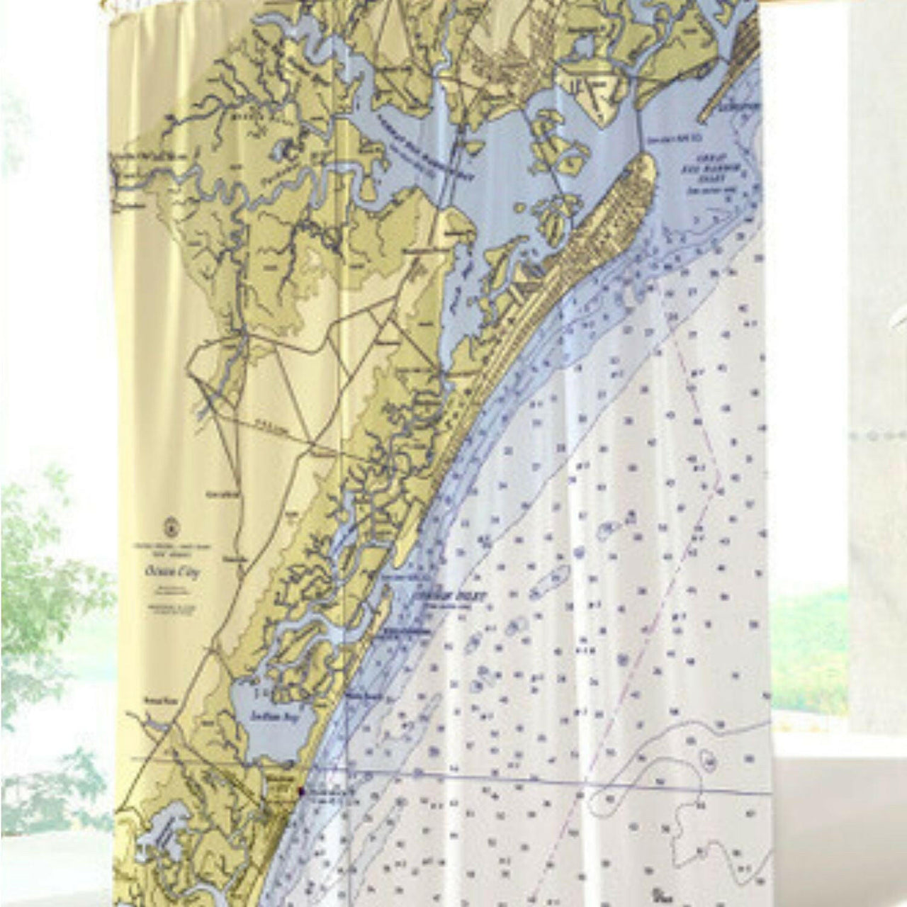 Nautical Chart Shower Curtains, New Jersey Coastal Maps