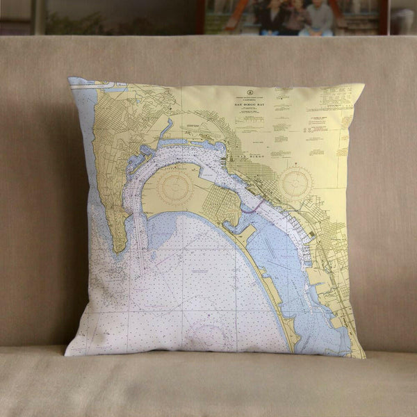 Nautical Chart Pillow, Locations in California