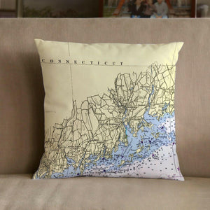 Nautical Chart Pillow, Locations in Connecticut