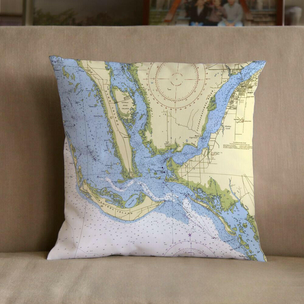 Nautical Chart Pillow, Locations in Florida